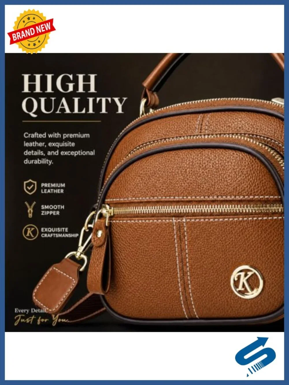 Vintage PU Leather Crossbody Bag with Adjustable Strap and Multiple Pockets